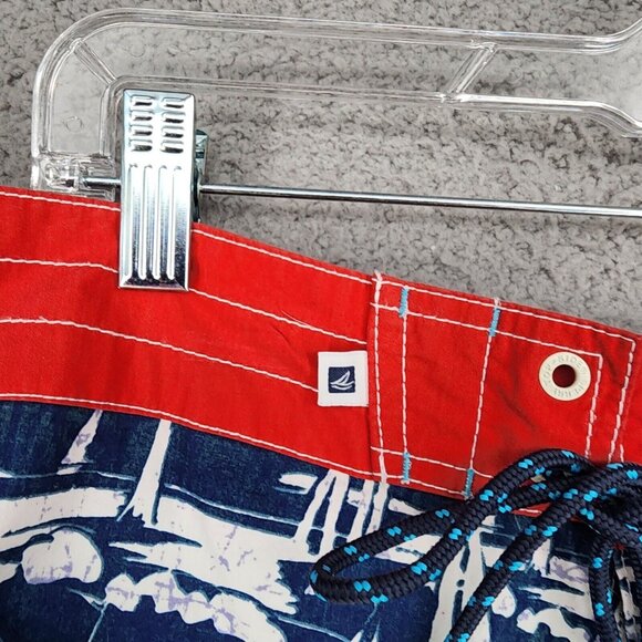 SPERRY TOP SIDER Men's Board Shirts Blue White Sail Boats Size 38 - Picture 12 of 15